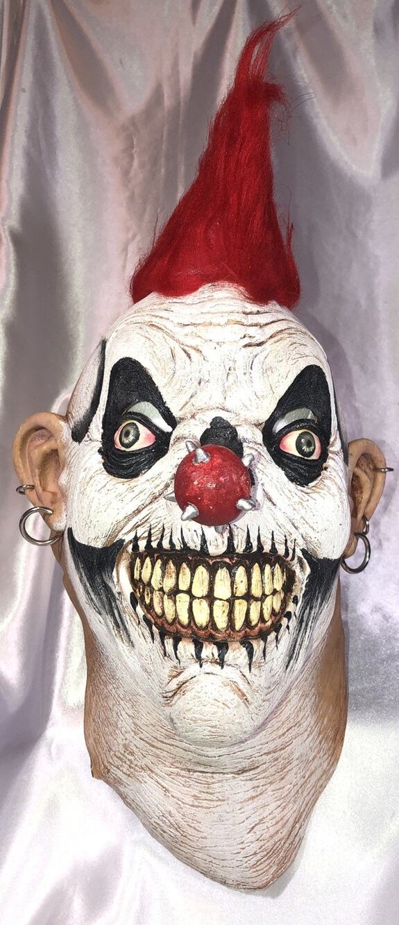 Mask Clown Scary Halloween Creepy Punk Mohawk Nose Spikes Earring Piercings
